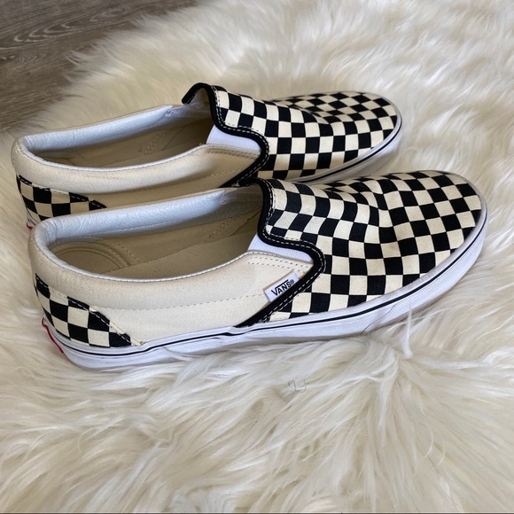 Vans Other - Vans Cream Checker Board Slip On Shoes